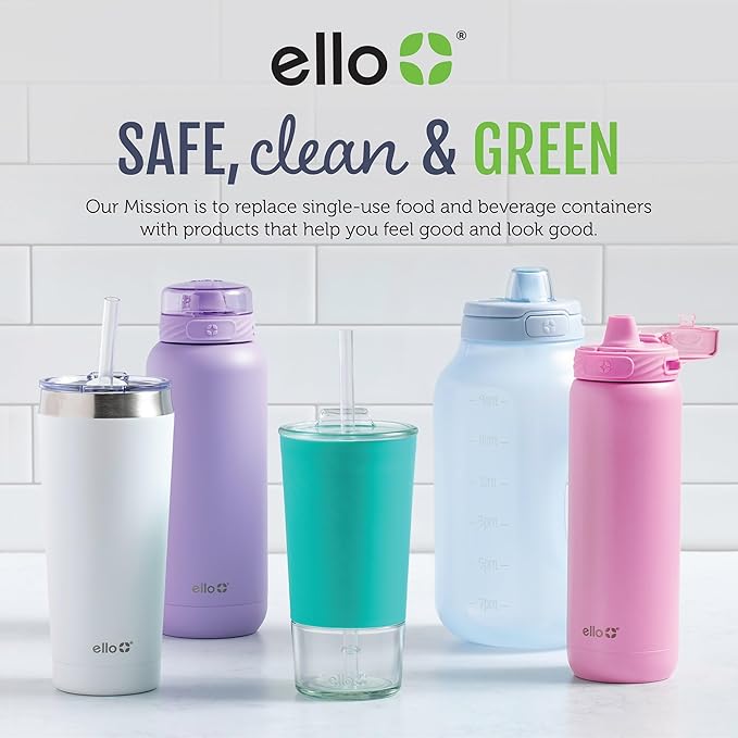 Ello Oasis 14oz Stainless Steel Toddler Tumbler with Handle & Retracting Straw, 100% Leakproof, Double-Wall Vacuum Insulated, Kids Water Bottle for School, BPA Free, Dishwasher Safe, Glacier