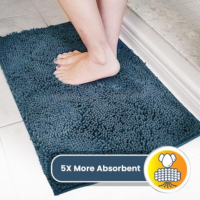 Muddy Mat® | Super Absorbent Door Mat Indoor, Microfiber Quick Dry Chenille Entryway Rug, Non-Slip Front Door Mat, Indoor Mats for Entryway, Machine Washable Pet Rug, Atlantic Blue 24"x36"
