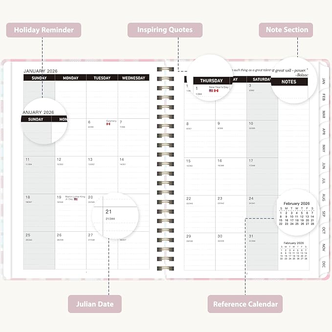 2026 Planner, Weekly and Monthly Calendar Academic Planner, Jan 2026 - Dec 2026, Planning Agenda Book for Desk Accessories and School Supplies - A5 (6.3'' x 8.5'')