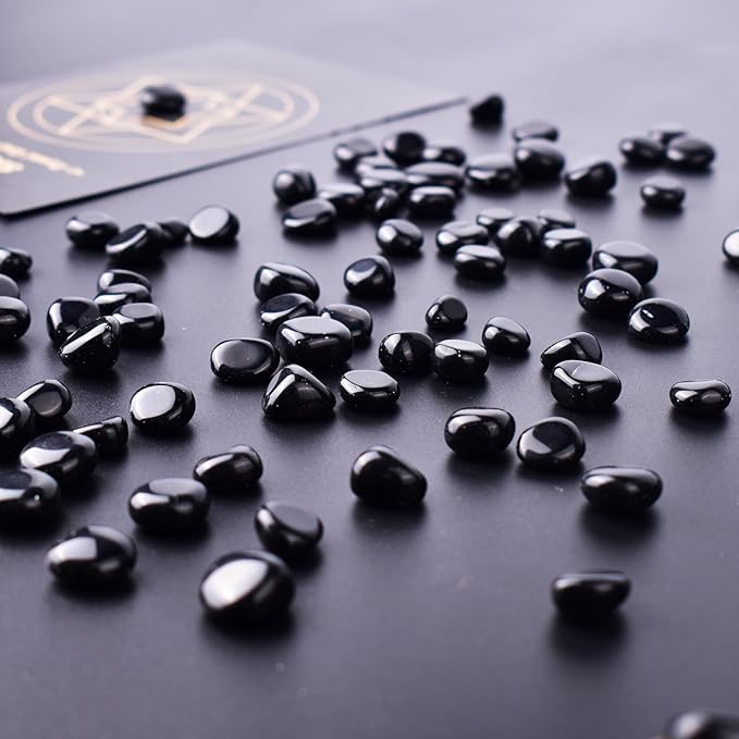 Polished Obsidian Crystals - 72 pcs, 0.5" Handpicked Tumbled Gemstones Rocks, Pebbles for Reiki, Chakra, Healing, Home Decor