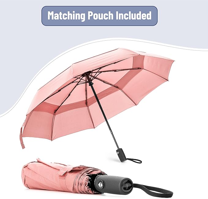 Mr. Pen- Windproof Travel Umbrella, Small Water-Resistant Automatic Folding Umbrella for Rain and Sun, Light, Compact and Portable for Women & Men, Fits Car & Backpack