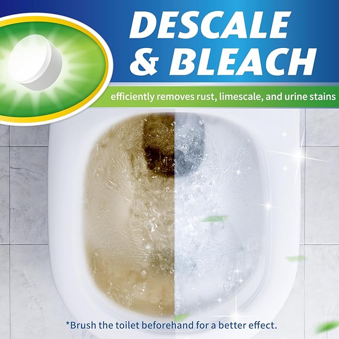 Ksend Toilet Bowl Cleaner Tablets - 20 PCS Automatic Bleach Toilet Cleaner Tablets, Slow-Releasing Deodorizing & Descaling, Powerful Bathroom Tank Cleaner