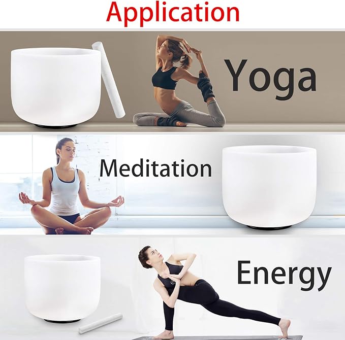 RYAN DVAN 8” G Note Frosted Throat Chakra Crystal Singing Bowl with Free Heavy-Duty Carrying Case and Suede Striker O-Ring