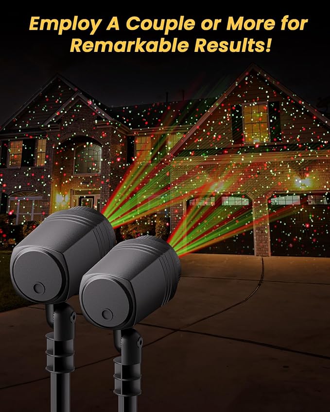 Christmas Projector Lights Outdoor with Remote Control, Red and Green Galaxy Laser Light with IP65 Waterproof, Home Decor for Wedding Garden Yard Holiday Party