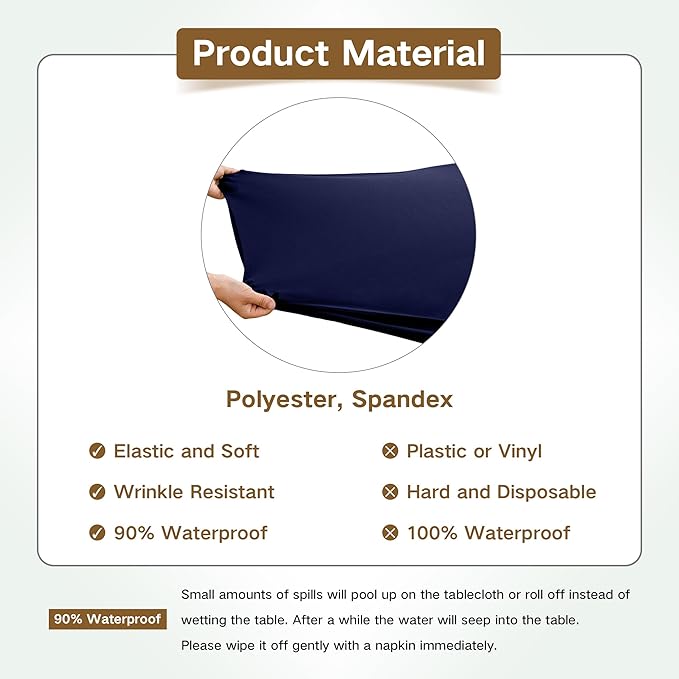 Square Fitted Table Cover Elastic Tablecloth 3ft Stretch Spandex Table Top Cover for Dining Indoor Outdoor Party Navy 36X36 Inch