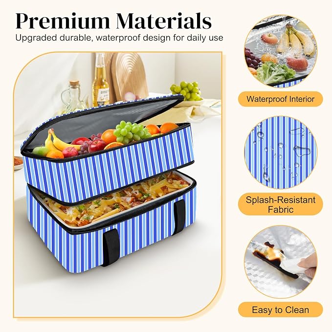 Coobiiya Insulated Casserole Carrier – Portable Tote for Hot or Cold Food, Warmer & Cooler Bag Lunch Bag, Fits 9" x 13" Baking Dish, Ideal for Potluck Parties