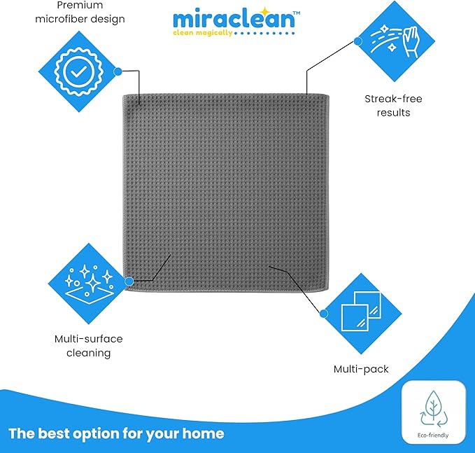 Waffle Weave Microfiber Cloths - 12 x 12 inches - Lint Free Cloth, Streak-Free Absorbent Microfiber Glasses Cleaning Cloth, Screens, Dusting & Appliances - 12 Pack Premium Cloth Wipes