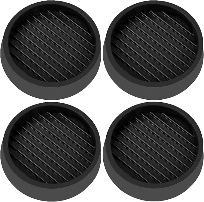VOCOMO 3X3 Round Rubber Caster Cups, Non-Slip Furniture Pads, Anti-Slip Gripper, Anti-Skid Furniture Feet, Anti-Slide Floor Protector for Bed Couch Table Chair Stoppers - Black, 4 Pack
