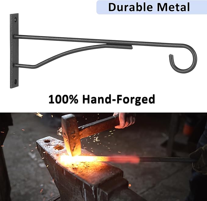 8" Plant Hangers 6 Pack, Hanging Plant Bracket for Wall Fence Porch Outdoor Indoor, Metal Plant Hooks for Basket, Flower, Planter, Feeder, Lantern, Wind Chime