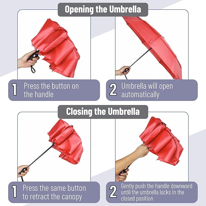 Mr. Pen- Windproof Travel Umbrella, Small Water-Resistant Automatic Folding Umbrella for Rain and Sun, Light, Compact and Portable for Women & Men, Fits Car & Backpack