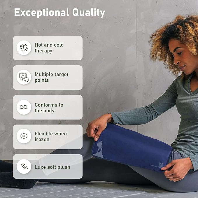 Large Ice Packs for Injuries Reusable - Soft Gel Hot and Cold Packs for Injuries, Hip, Shoulder, Back Pain Relief - 11.5" x 14.5" - Blue