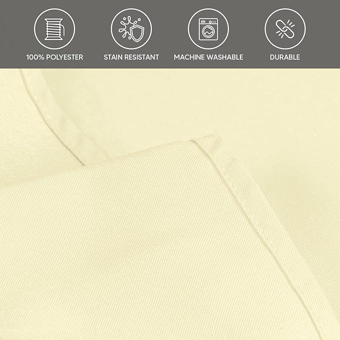 Utopia Kitchen Round Table Cloth 2 Pack(60 Inches, Ivory), Tablecloth Machine Washable, Polyester Table Cover for Dining, Buffet Parties, Picnics, Events, Weddings and Restaurants