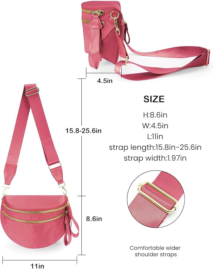 FEIBOON Spacious Nylon Crossbody Bag Bum Bag Handbags Wallets Purses Trendy Shoulder Bag for Women