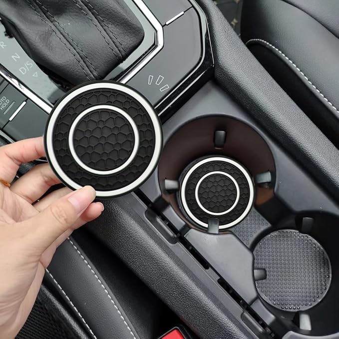 Car Cup Coaster Universal Automotive Waterproof Non-Slip Cup Holders Sift-Proof Spill Holder Car Interior Accessories 2 Pack Black & White