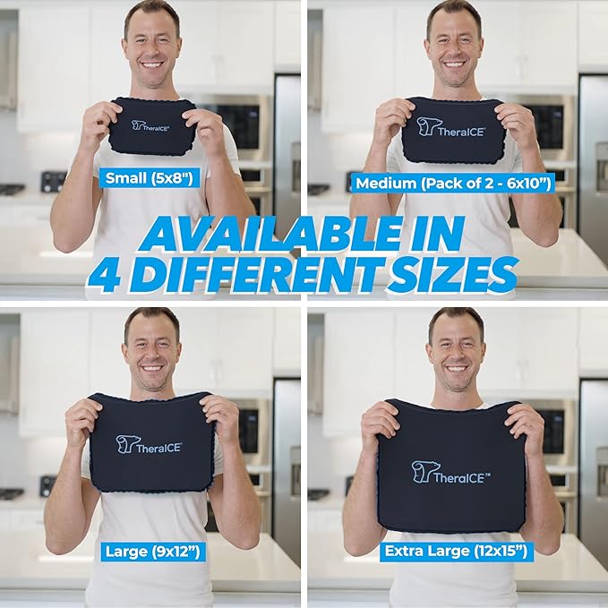 TheraICE PROpack Ice Pack for Injuries, Reusable Soft Multipurpose Cold Gel Ice Pack for Muscular Back Pain, Shoulder, Hip, Knee - Flexible Cold Compress Wrap for Minor Aches & Pains - 6 x 10-2 Pack