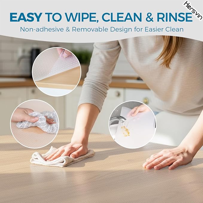 Hersvin Shelf Liners, 20in x 20ft Kitchen Drawer Mats, Non-Adhesive EVA Cupboard Protector, Cabinet Lining, Refrigerator Liner (Clear Dot)