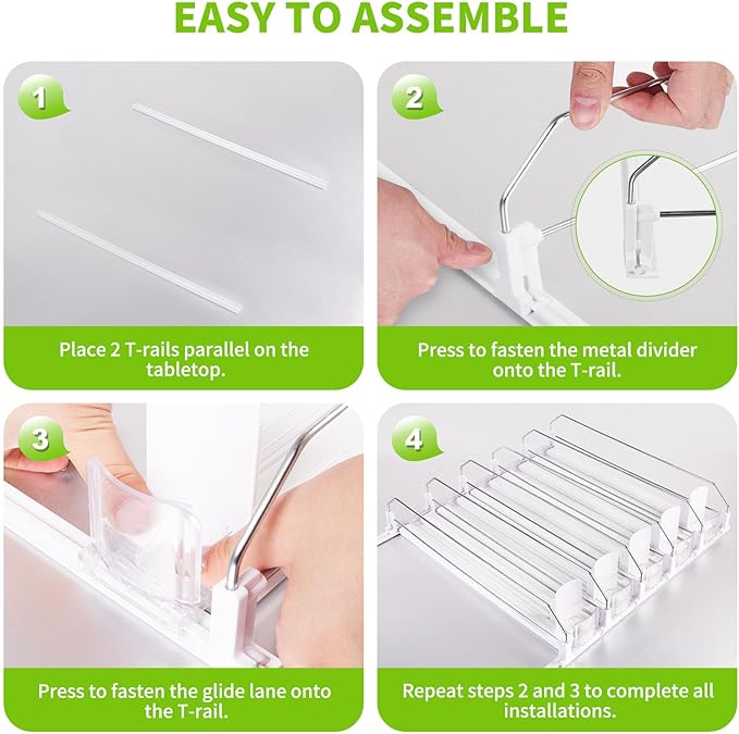 Drink Organizer for Fridge, Soda Can Dispenser for Refrigerator, Automatic Drink Dispenser for Fridge Holds up to 25 Cans, 5 Row (Pack of 2)
