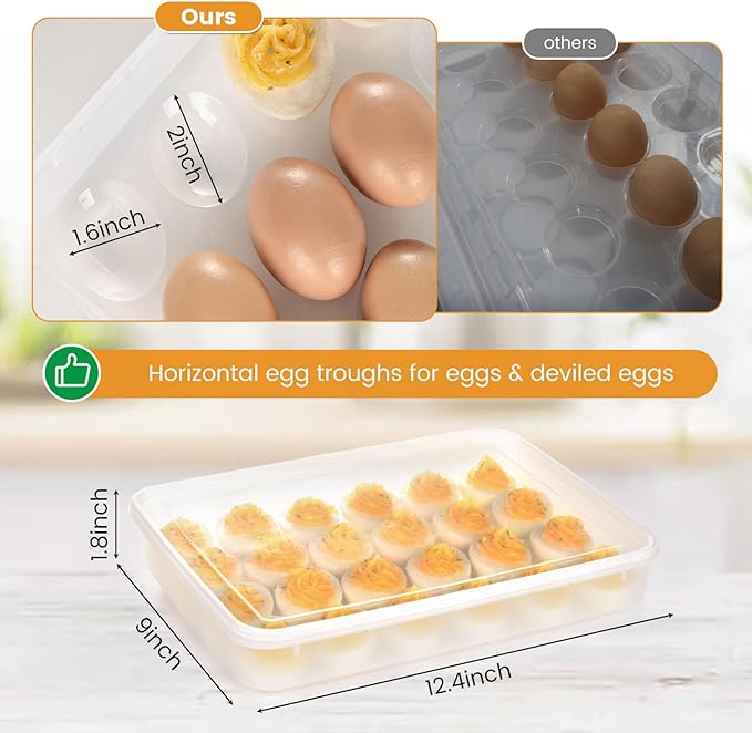HANSGO Deviled Egg Containers with Lid, Deviled Egg Tray Holder Carrier with Lid for 24 Eggs for Home Party Kitchen Supplies Refrigerator Storage