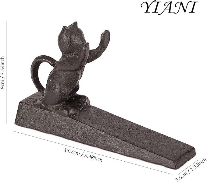 Door Stopper- 10015651-V1-Cast Iron Cat Scratching Door Stopper (Set of 1)