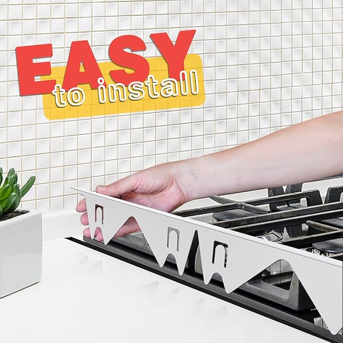 Stove Gap Covers Stainless Steel, 2 Pack Stove Gap Filler Easy Retractable Length 13.8" to 27.5", Width 0.79" ALMCALS Stove Gap Guards Range Trim Kit, Heat Resistant Guard Between Stove Top & Counter