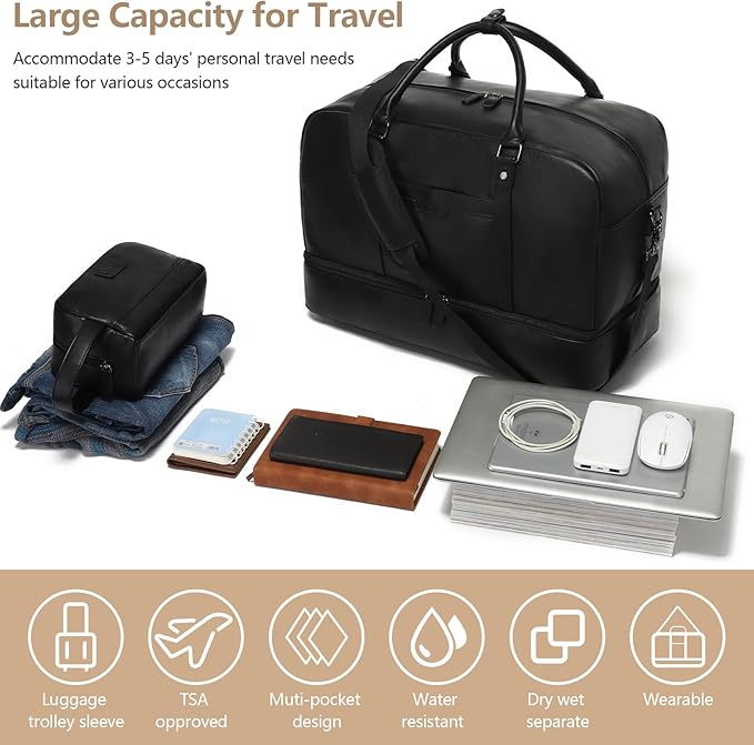 Wogarl Weekender Bag for Women Men Large Overnight Bag Travel Duffel Bag with Shoe Compartment Toiletry Satchel Bag Carry On Bag Fits 21" Laptop