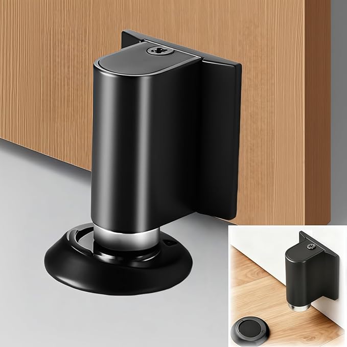 Door Stopper for Bottom of Door, Invisible Magnetic Door Stop No Drill, 2026 New Heavy Duty Door Holder to Keep Doors Open, Rust-Proof Floor or Wall Mount Door Wedge Stopper (Black)