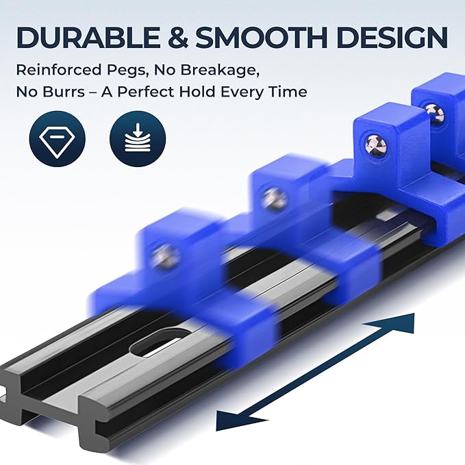 9-Piece Socket Organizer Set - 1/4-Inch x 48 Clips, 3/8-Inch x 45 Clips, 1/2-Inch x 36 Clips, Heavy Duty ABS Socket Holder, Premium Quality Socket Clip Rail Holder for Tool Box Drawer