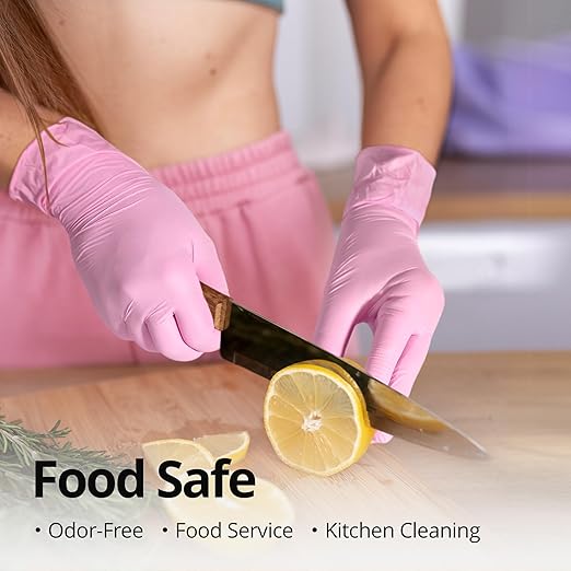 SwiftGrip Pink Nitrile Gloves, 3-mil, Industrial Gloves Disposable Latex Free, for Cleaning & Esthetician, Rubber Powder-Free, 100-ct Box (X-Large)