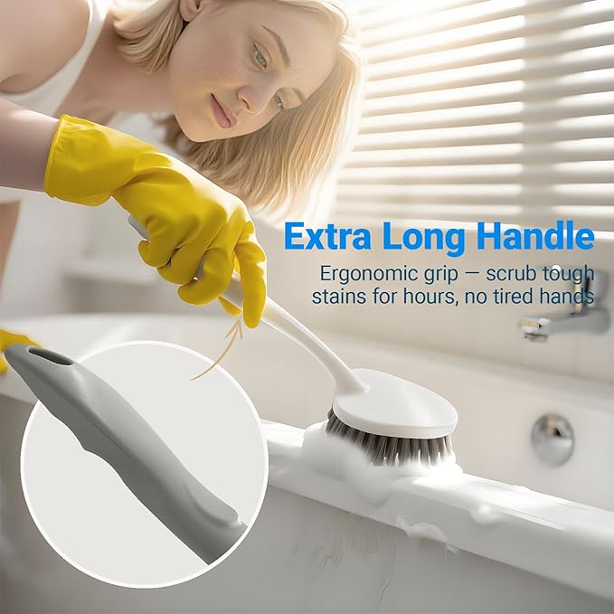 SSINBOANGI 2 Pack Heavy Duty Scrub Brush Set with Hard Bristle, Cleaning Brush Designed for Bathroom, Shower, Bathtub, Tub, Carpet, Floor, Grout, Tile