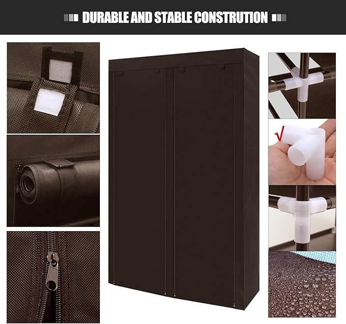 ERONE Shoe Rack Storage Organizer, 28 Pairs Portable Double Row with Nonwoven Fabric Cover Shoe Shelf Cabinet for Closet