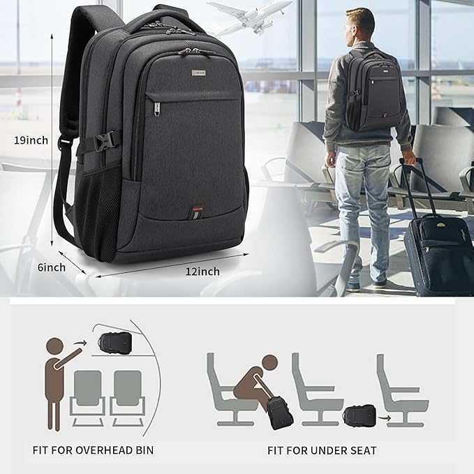 DUSLANG 17 Inch Laptop Backpack for Travel with Backpack Rain Cover College Backpack for Men Laptop Bag with USB Charging Port,Blue