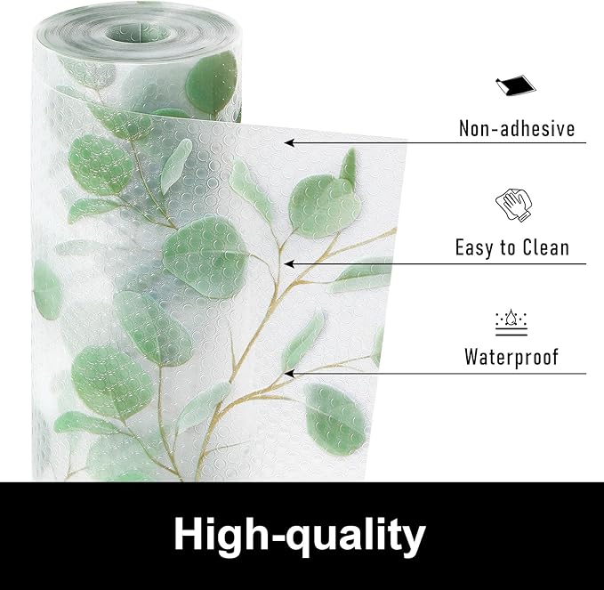 Cooyes Shelf Liner Drawer Liners, Shelf Liners for Kitchen Cabinets, Non-Adhesive Cabinet Liner, EVA Waterproof Non-Slip Refrigerator Liners for Kitchen Drawers（11.8" W x 118" L）
