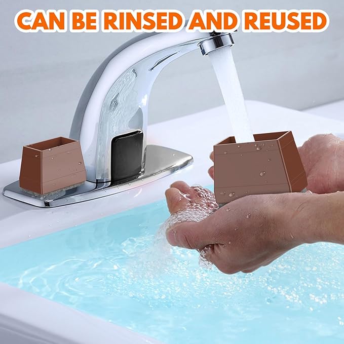 Rectangle Chair Leg Protectors for Hardwood Floors, 16 PCS Silicone Covers to Protect Wood Tile Floors Felt Pads Furniture Leg Caps Reduce Noise. Easy to Move. (Brown, 0.75 x 1 Inch, Rectangle)