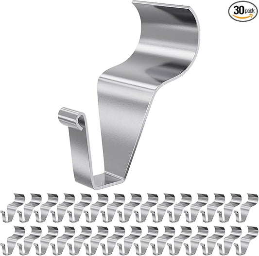 Vinyl Siding Hooks, (30 Pack) Heavy Duty Stainless Steel Siding Clips, No Drill No-Hole Needed Outdoor Hooks for Hanging Lights Wreath Hangers Plant Things on Patio Porch Decor