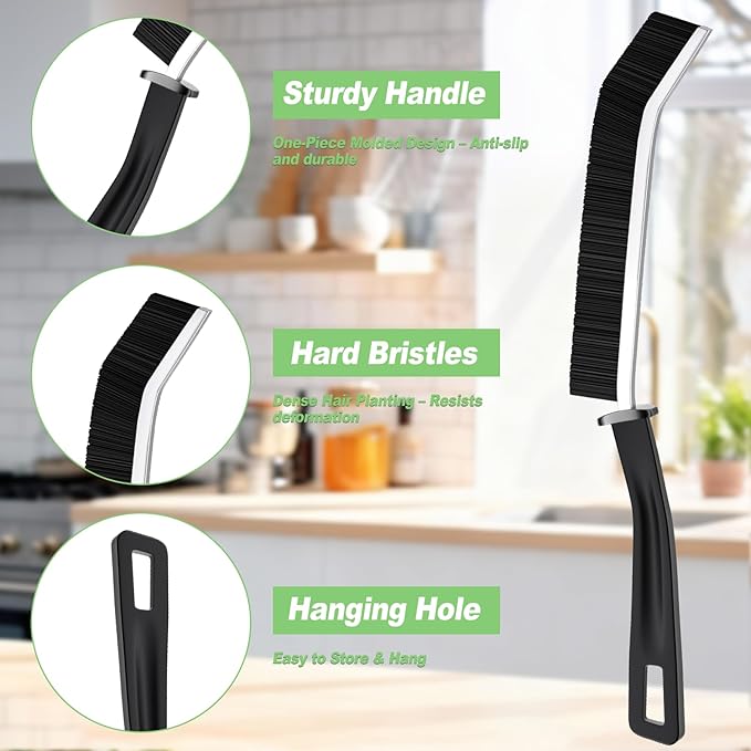 Multi-Use Crevice Cleaning Brush Set, Stiff Bristle Gap Scrubber for Hard-to-Reach Areas, Household Detail Cleaning Tool, 3 Pack