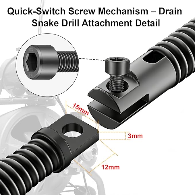 Drain Snake Drill Attachment, 9-Piece Root Cutter for Drain Cleaning, Manganese Steel – Compatible with 50-100FT AC Machines, for Pipe Clog Removal, Fits 5/16"-3/4" Cables