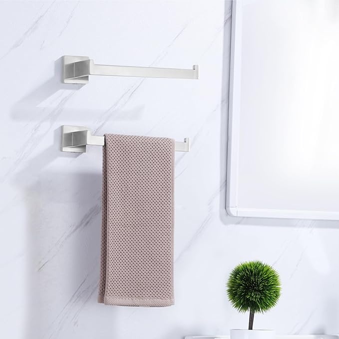 LANC Bathroom Hand Towel Holder Brushed Nickel Hand Towel Bar 10 Inch Right Side Square Towel Ring for Kitchen Bathroom Wall Mount Stainless Steel Modern Towel Racks Hanger, A8806BN