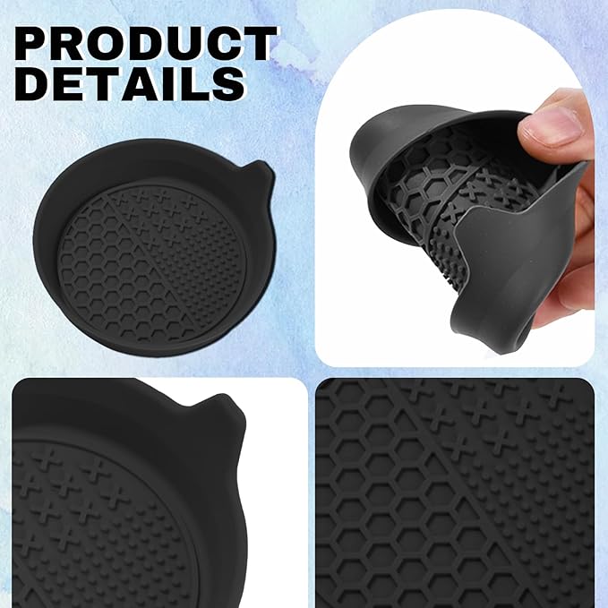 4PCS Car Cup Holder Coaster, Silicone Non-Slip Vehicle Insert Water Bottle Mat, Universal Insulation Drink Cup Pad Decor for SUV/Sedan/Truck, Automotive Interior Accessories (Black)