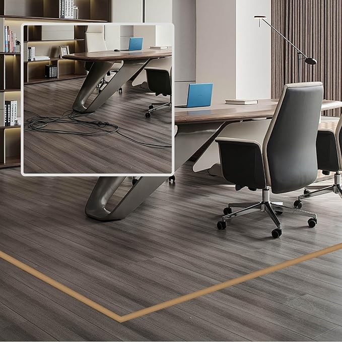 Floor Cord Cover, Floor Cable Cover, Cord Hider Floor, Soft PVC Self Adhesive, Extension Cord Covers for Floor, Prevent Cable Trips,for Offices, Gyms, Exhibitions (Light Brown, 10feet)