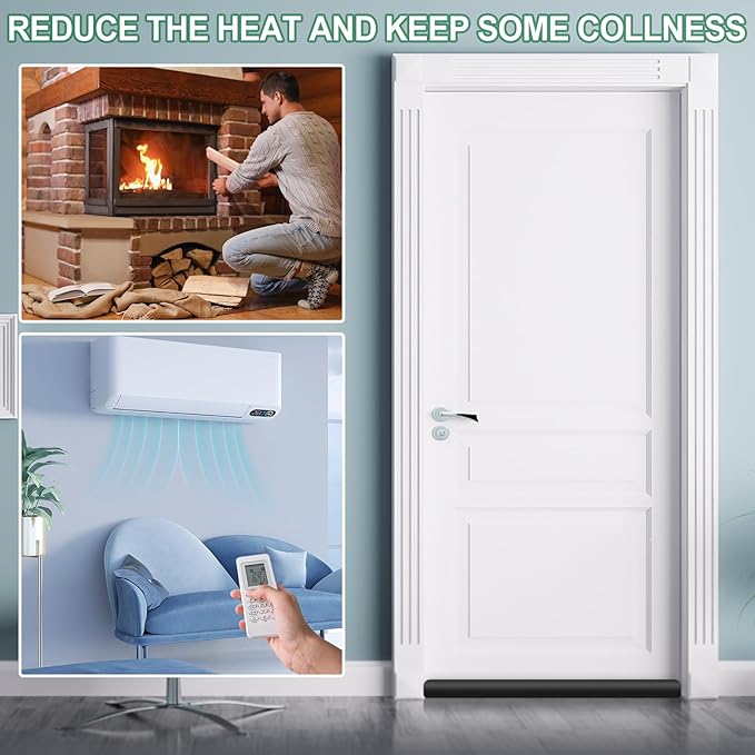 MAXTID 32" Black Door Air Draft Stopper - Wind Blocker for Bedroom Doors & Small Apartments