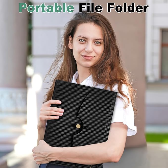Sooez 7 Pocket Expanding File Folder, Premium Accordion File Organizer, Letter Size Folders for Documents, Sleek Filing Folders with Bungee Closure, Portable Folders for School Office Supplies, White