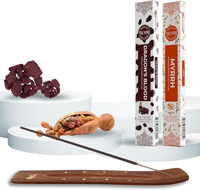Trumiri Incense Sticks - Combo Pack of 40 Insence-Sticks - 20 Dragons Blood + 20 Myrrh - Insenses - Insents - Incents - Inscense - Incence - Incienso - All Natural Incense Sticks