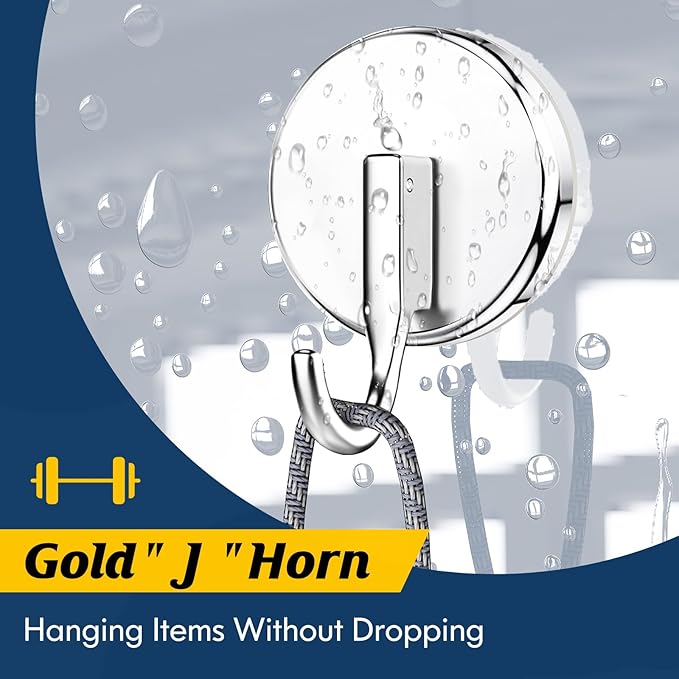 Suction Cup Hooks for Shower, Shower Hooks Mounting on Glass Doors, Tile, Mirrors, Metals,Hook for Hanging Towels, Robe, Loofah, Jackets-Chrome(2 Pack)