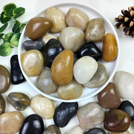 10lbs Pebbles for Indoor Plants, 1-2 Inch Mixed Color High Polished River Rocks Outdoor Decorative Stones Vase Filler Fish Tank Aquariums Landscaping Garden Outdoor and Indoor DIY