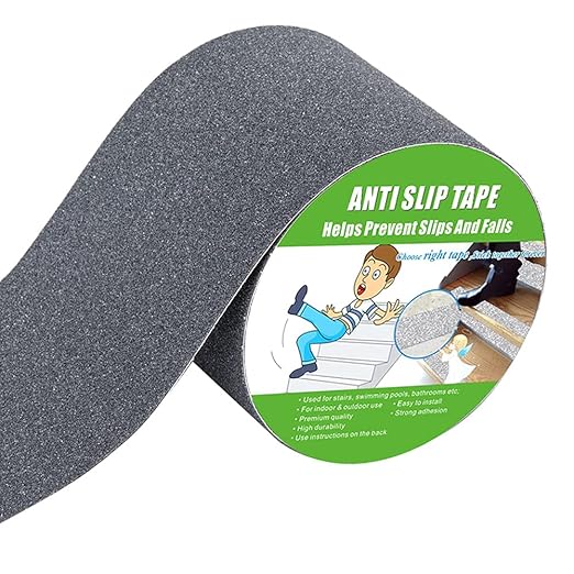 Anti Slip Tape, High Traction,Strong Grip Abrasive, Not Easy Leaving Adhesive Residue, Indoor & Outdoor (4" Width x 190" Long, Gray)