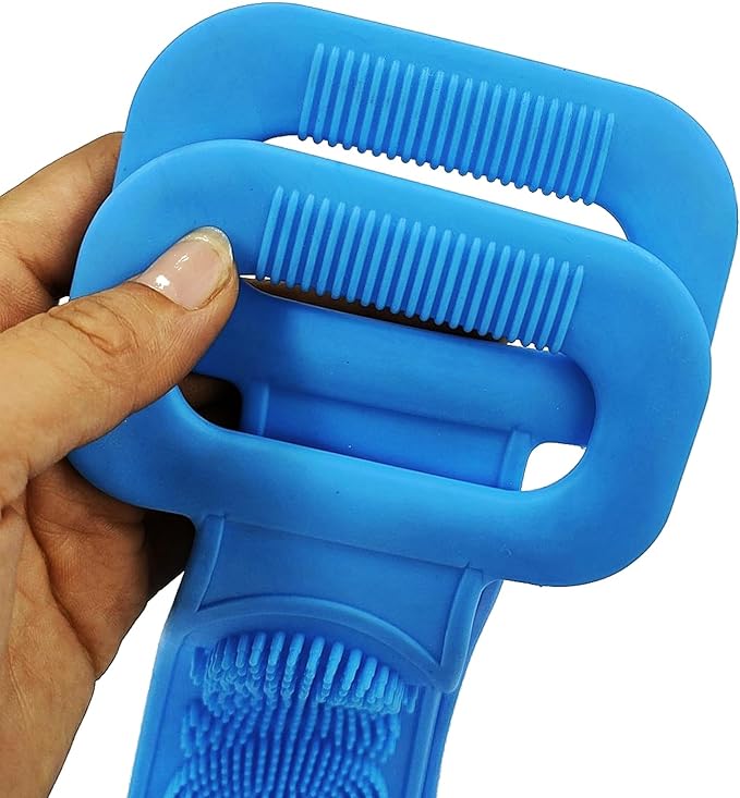 Silicone Back Scrubber for Shower, Silicone Body Scrubber, 35 Inch Extra Long Bath Body Brush Back Brush Exfoliating Body Scrubber with Handle for Men Women