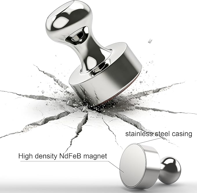 Metallic Magnets, Refrigerator Magnets, 40 Pack Silver Magnetic Push Pins, Strong Fridge Magnets, Multi-use Whiteboard Magnets Perfect for Kitchen Office Classroom