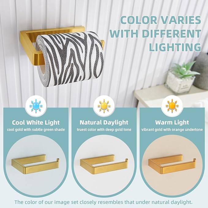 Angle Simple Toilet Paper Holder, SUS304 Stainless Steel Bathroom Toilet Tissue Roll Holder for Wall, Brushed Dark Gold