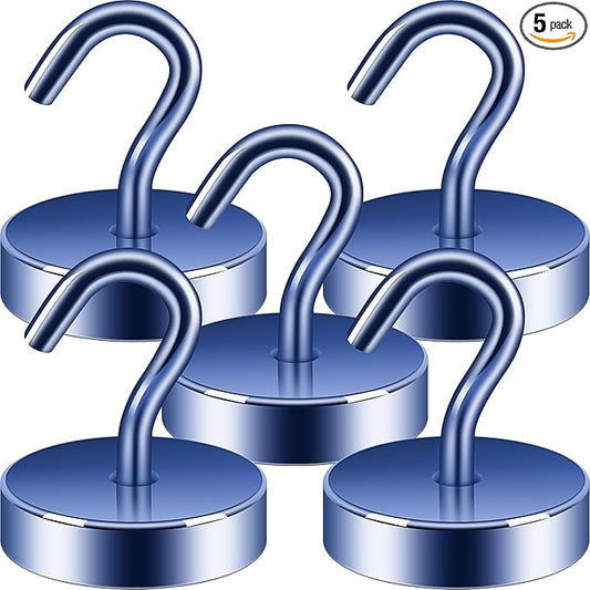 Neosmuk Magnetic Hooks, Cruise Ship Essentials, 80lb+ Heavy Duty Magnetic Hooks for Cruise Cabins, Refrigerator, Grill, Hanging, and Travel | Extra Strong Must-Haves Magnet Hook,Navyblue, 5 Pack