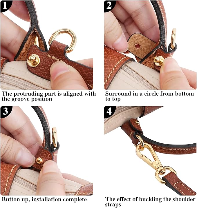 Jiesinlov Leather Bag Shoulder Strap Replacement Crossbody Adjustable Conversion Kit Fit for Mini Pouch